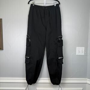 Unbranded Black Utility Cargo Pants 30" Waist Zip Pockets Streetwear
